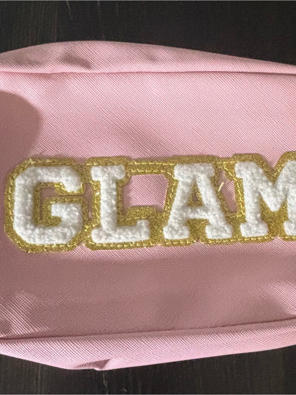Pink 'GLAM' Embroidered Cosmetic Pouch